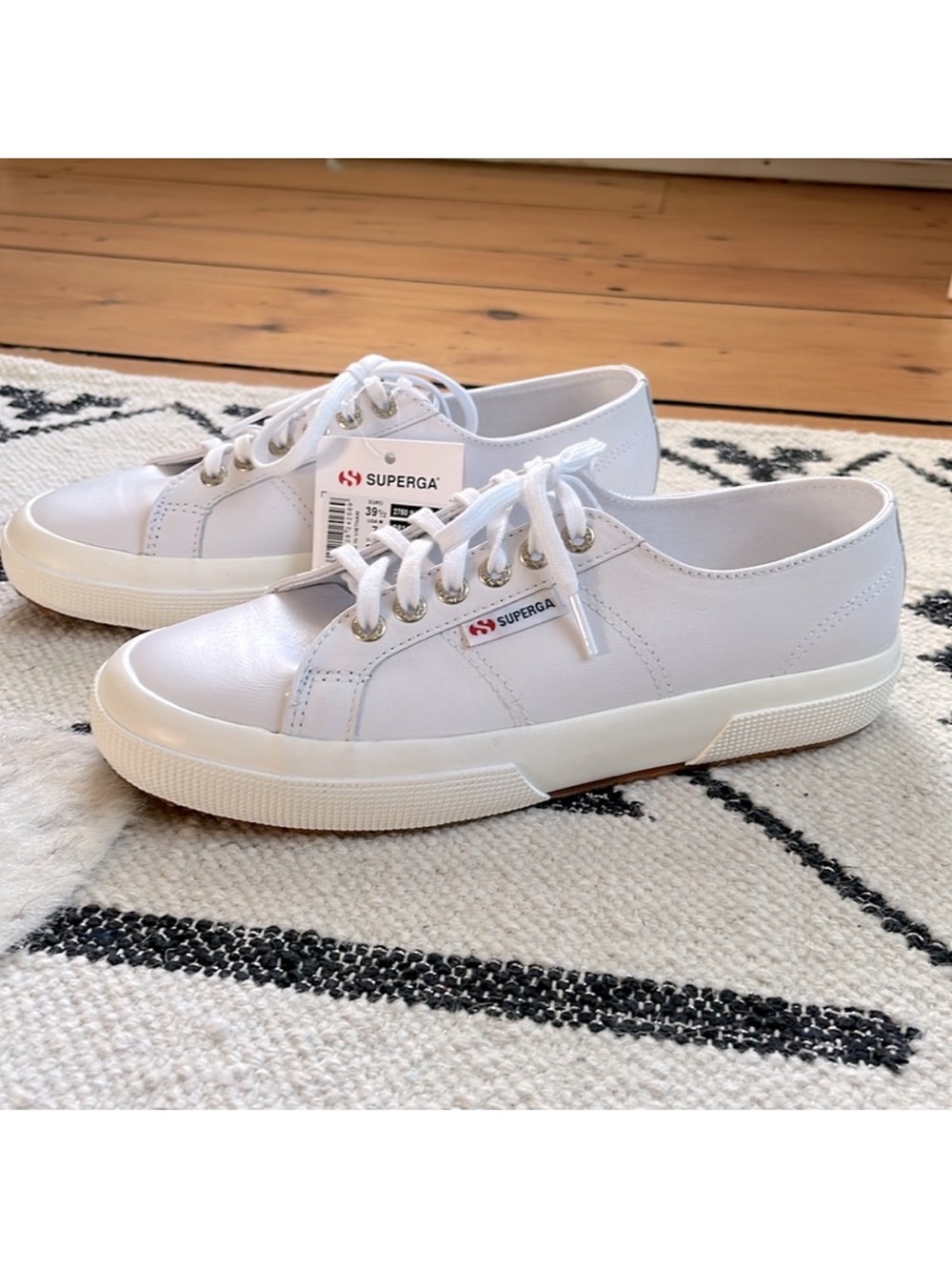 Superga Women's 2750 Nappa Leather Optical White-Favorio Classic Sneaker—7 - Picture 2 of 9